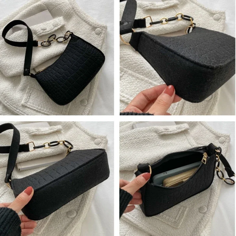 One Shoulder Bag 2023 New Women\'s Subaxillary Bag Niche Design Advanced Texture Armpit Handbag Crescent Saddle Bag Dermatoglyph