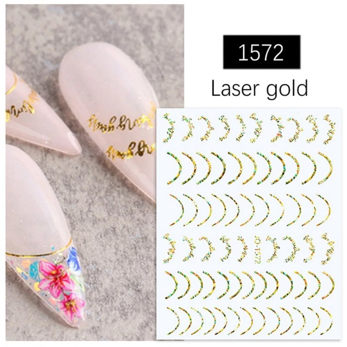 Line Nail Art Stickers Gold Silver Fluorescent French Line Design Nail Decoration Decals