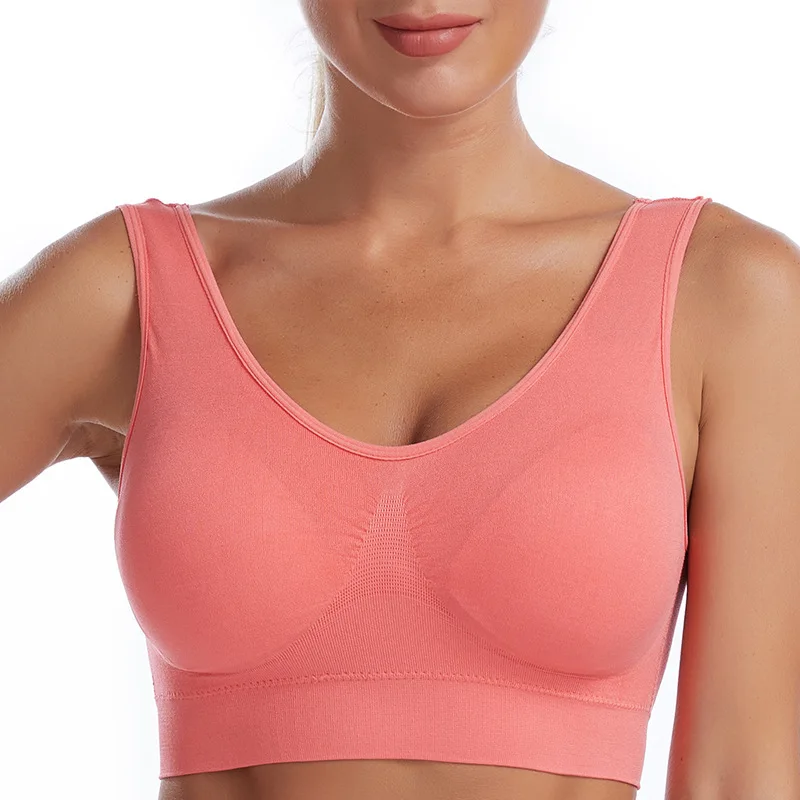 Shockproof Sports Yoga Bra for Women Removable Breast Pad S-7XL Sexy Elastic Back Cotton Sleep Bra Comfortable Sleepwear Top image 3