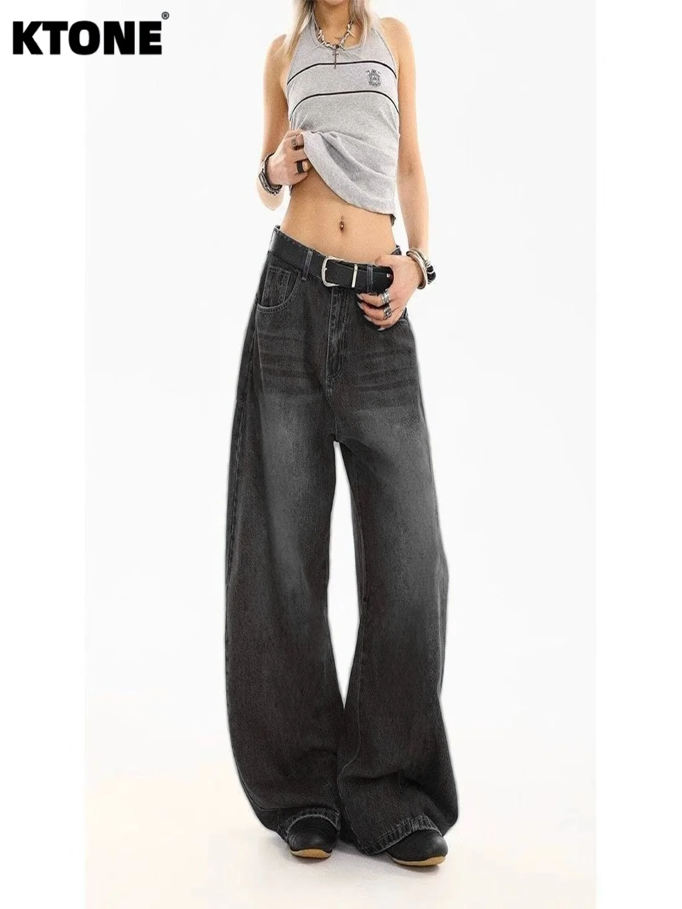 

Мужские свободные черные джинсы для мужчин, модные, оригинального кроя, без аксессуаров и ремней.