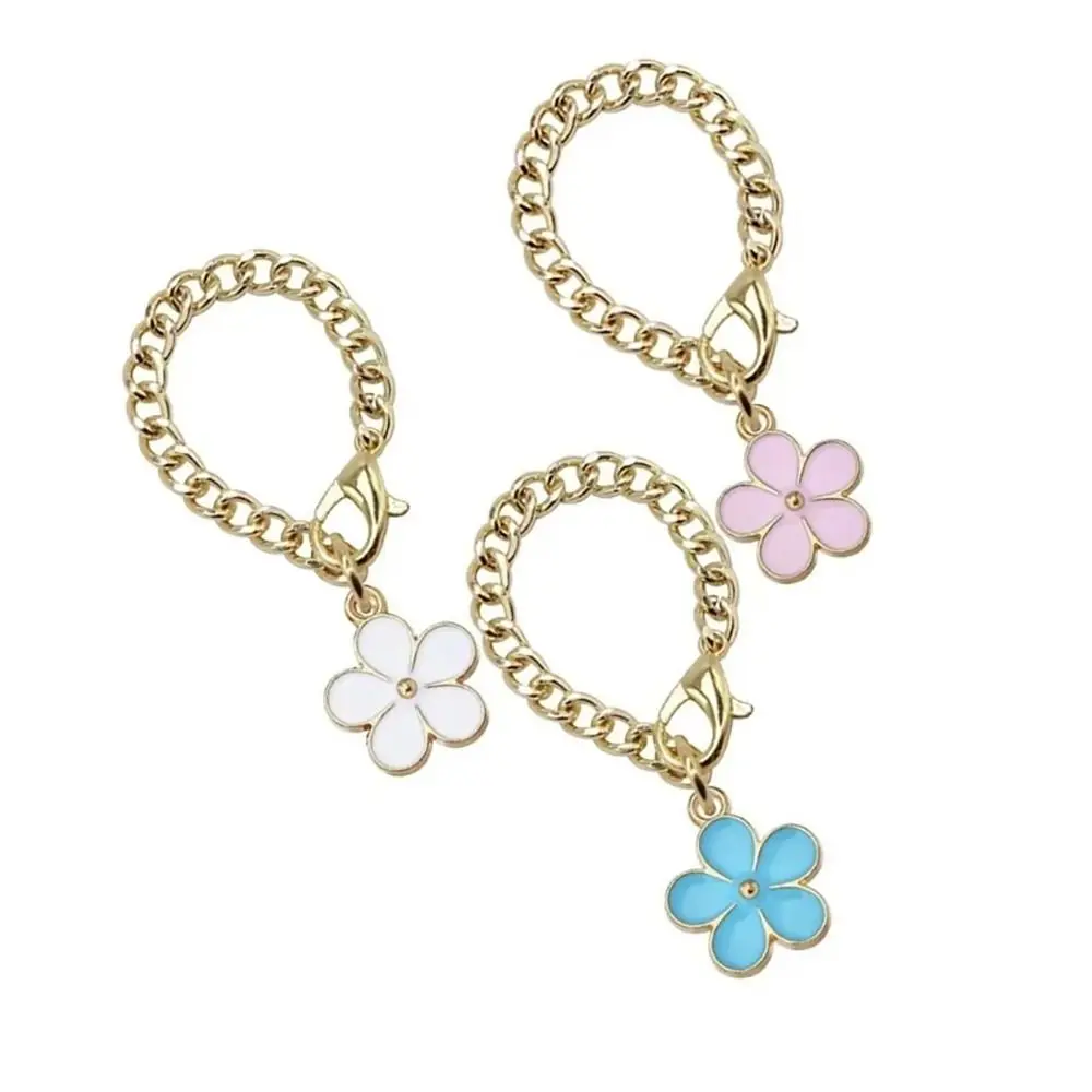 1Pcs Enamel Tags Cup Flower Charm Chain Decorative Metal Bottle Decoration Pandant Flower Charms Pink Blue White