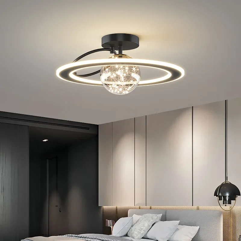 SANDYHA Modern LED Pendant Light Fixture Unique Planetary Shaped Glass Ball Chandelier Stylish Home Decoration Perfect for