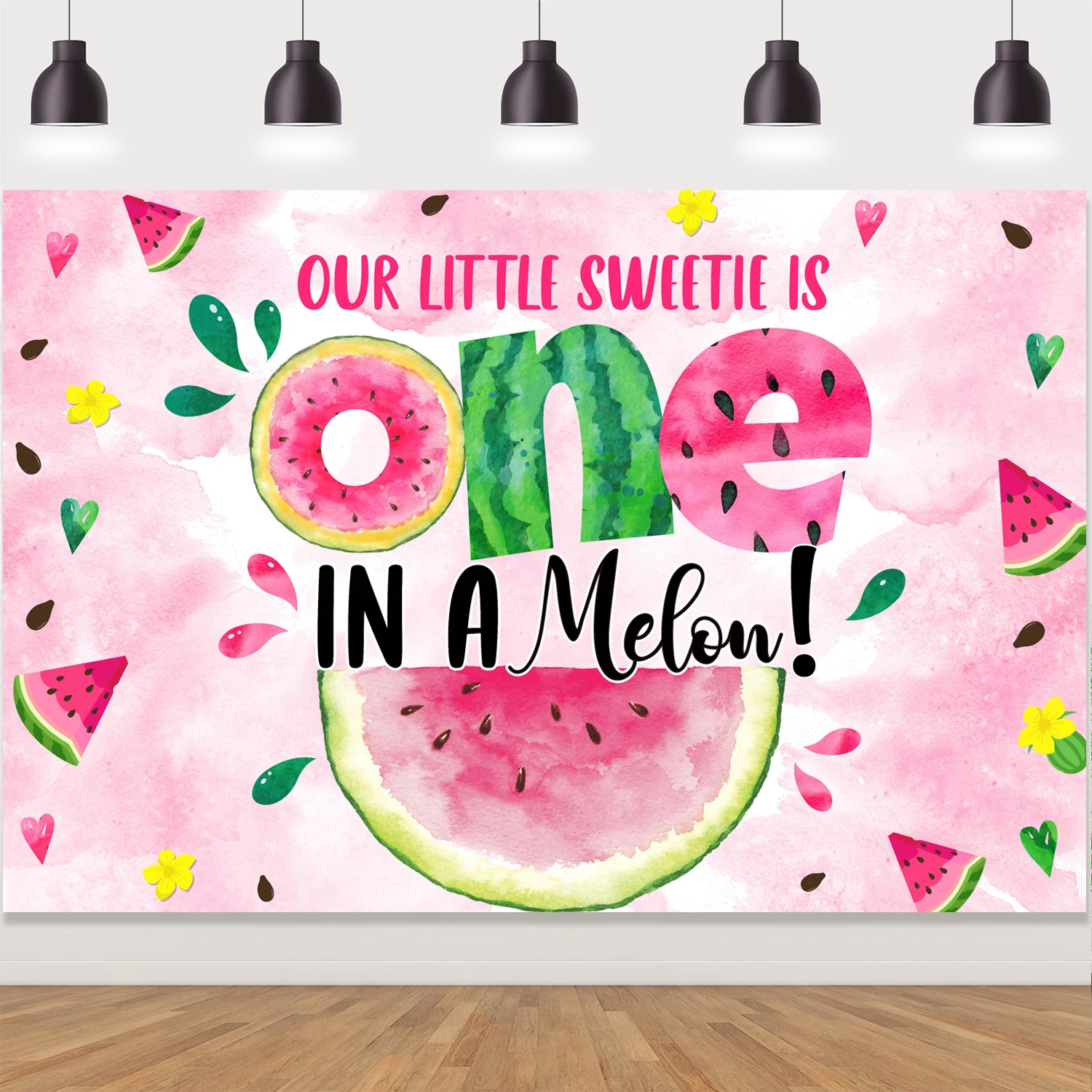 

One in A Melon Backdrop Watermelon Theme 1st Birthday Party Decor Photography Background Table Banner Photo Studio Props