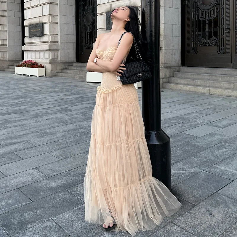 Romantique Vaion Sle dentelle haut bustier femmes été nouveauté léger moi transfrontalier Faion tricoté Dr