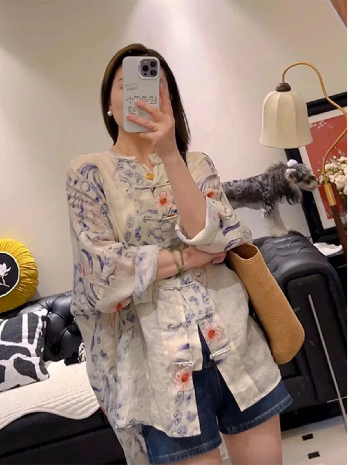 Nouveau chinois Sle réformé Tang costume coton lin irt femmes été mi-long rétro bouton mince lin ouvert Cardigan haut