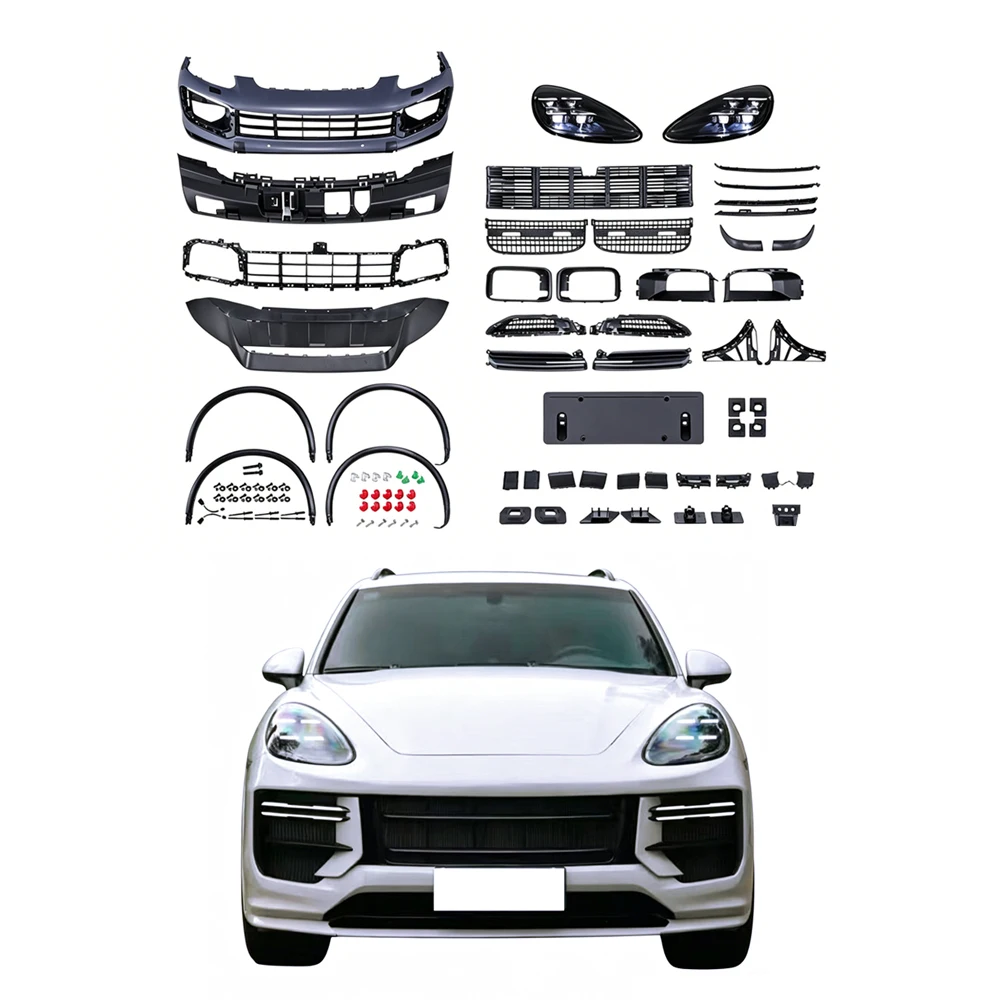 958 Upgrade 9y0.2 2025 Front Full Set PP Material Simplified Body Kits LED Headlight  Cayenne 2011-2017 JHBSJ018