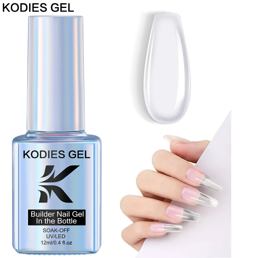 KODIES GEL Clear Builder Nagel-Gel-Nagellack in einer Flasche, semi-permanente UV-Maniküre, Biabs, milchig-weißer Hartgel-Lack zur Verlängerung