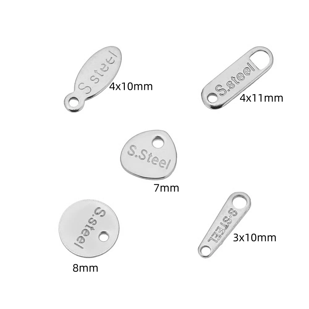 50pcs Stainless Steel Extension End Connector Charms Tail Tags Charms Pendants for DIY Chain Jewelry Making Findings Accessories