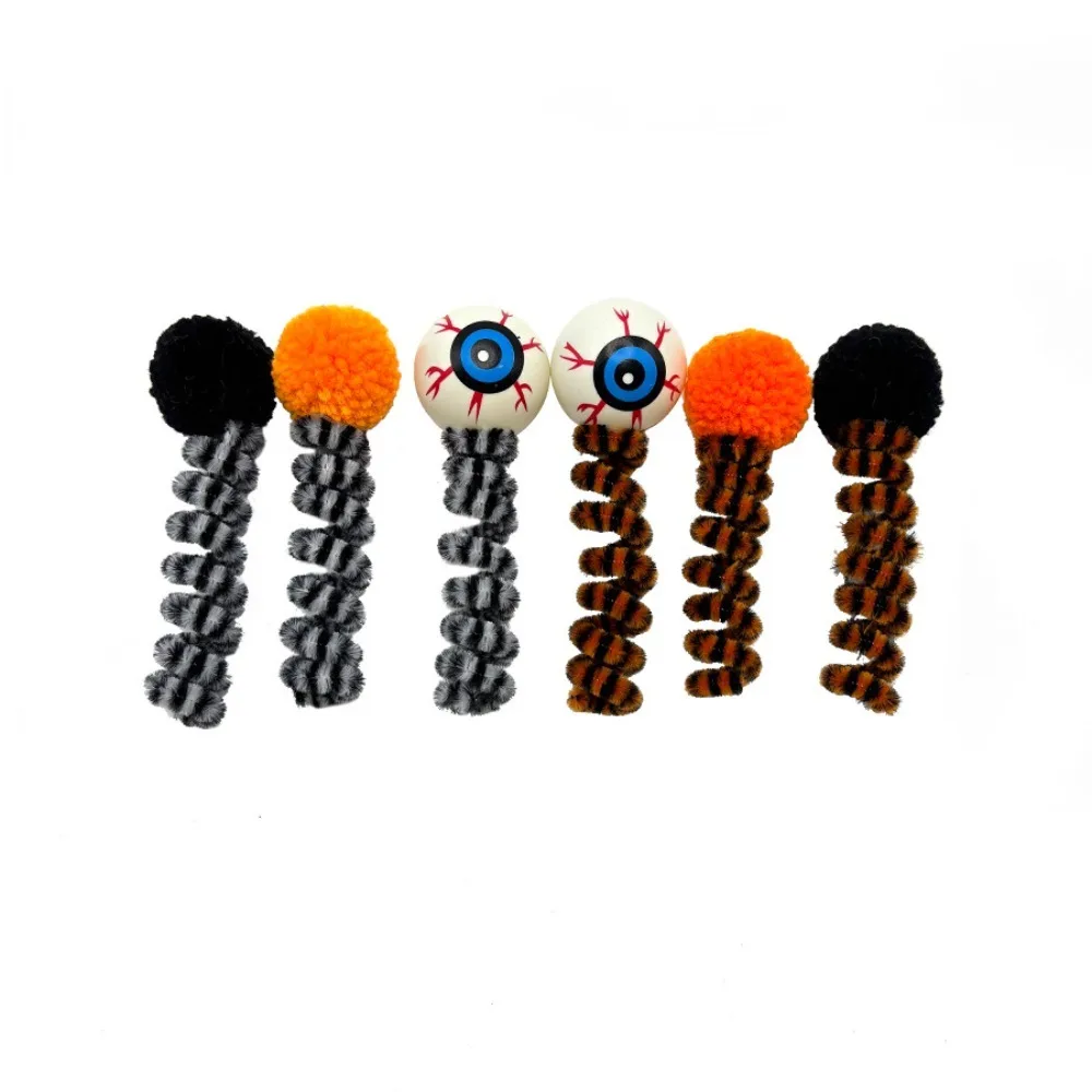

Cat Teasing Stick Bite Resistant Halloween Cat Toys Spiral Yarn Eyeball Spring with Ball Cat Coil Self Fun
