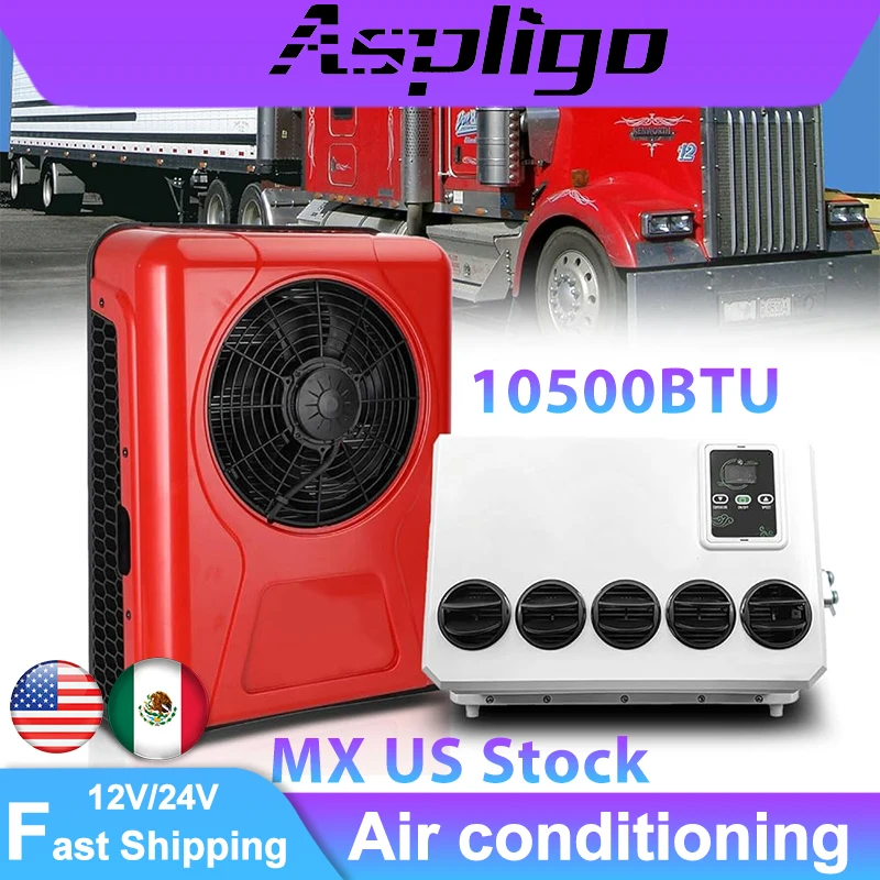 

Aspligo 10500BTU 12V 24V Truck Air Conditioning Split Air Conditioner Tractor Refrigeration System For Van Mower Baler Harvester