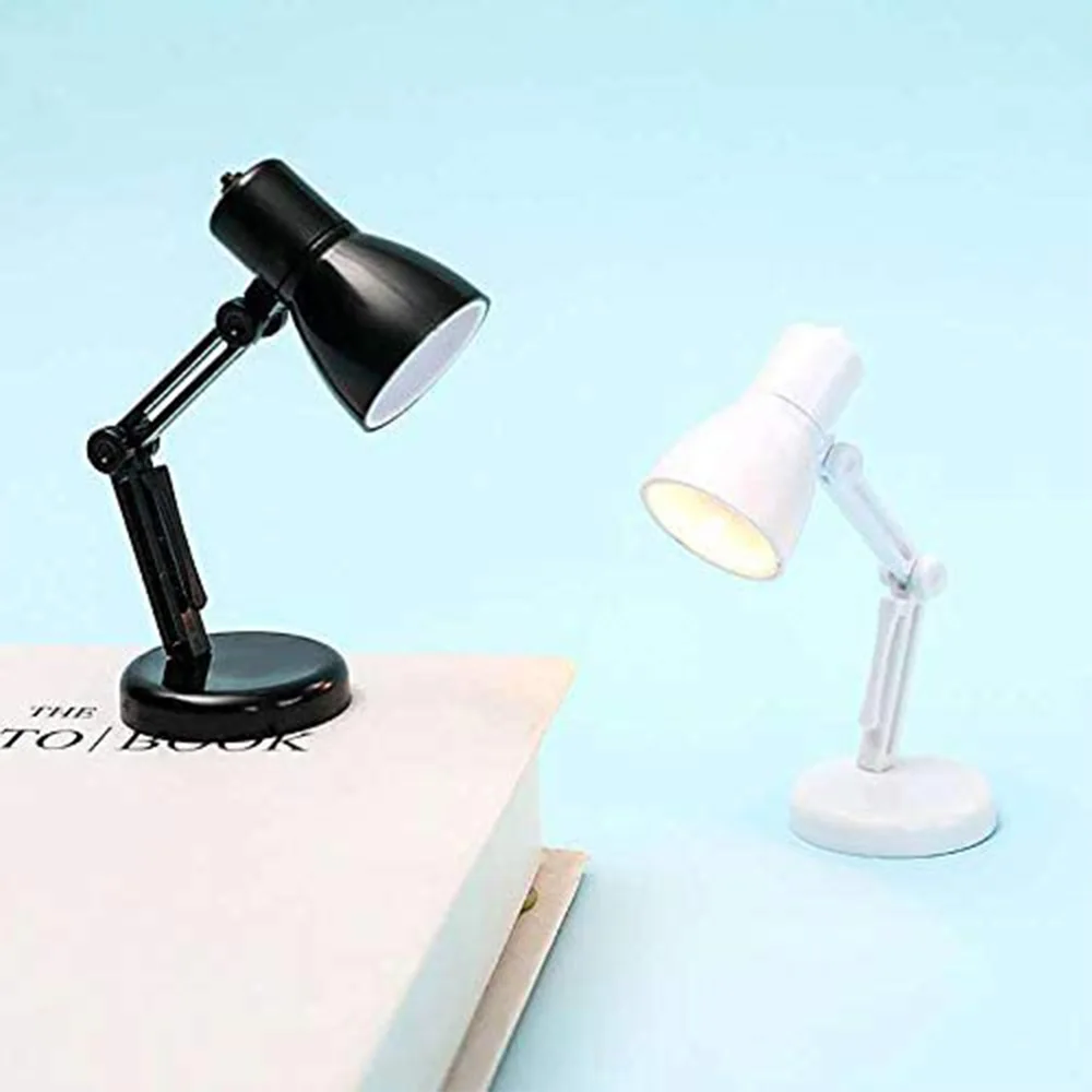 1PcDollhouse Miniature Folding LED Table Lamp Model Furniture Desk Light Small Reading Book Lamp Bedroom Warm Eye-Caring Lantern