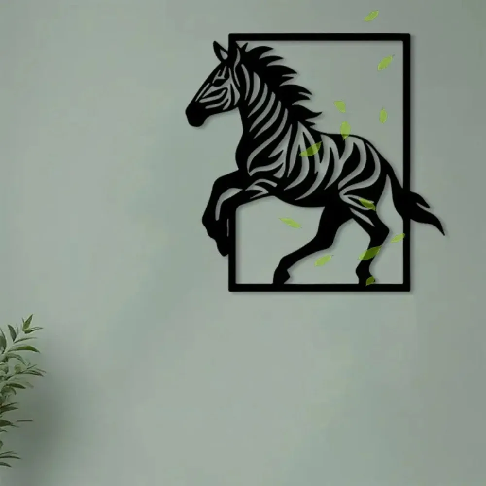 Zebra Iron Wall Art Retro Black White Striped African Wildlife Living Room Home Garden Fence Decor Ornament