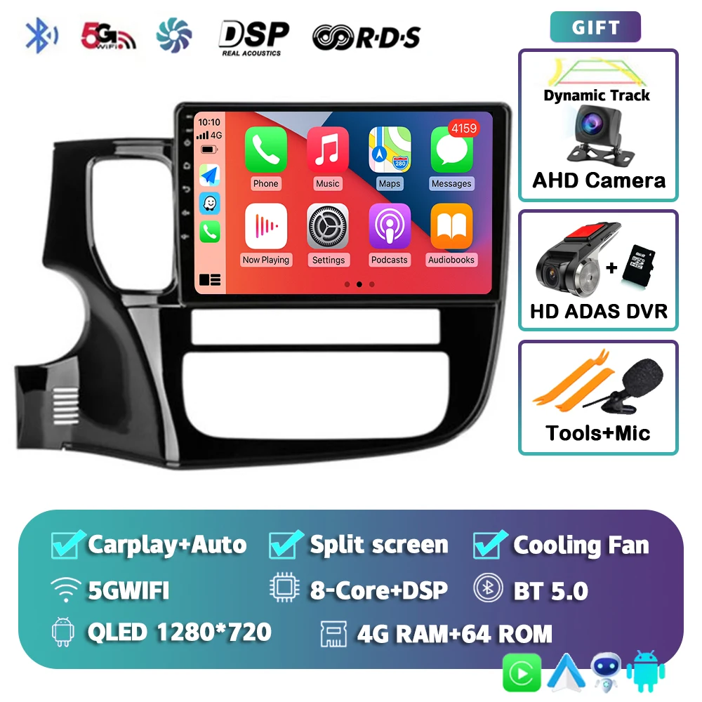 Android 16 Carplay autoradio voor Mitsubishi Outlander 3 GF0W GG0W 2012-2018 Multimedia Videospeler Navigatie Stereo GPS 2din