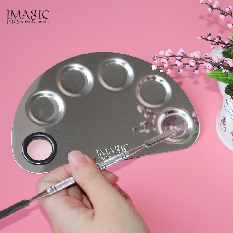 IMAGIC Professional Makeup Palette Beauty Stainless Makeup Nail Eye Shadow Foundation Mixing Palette Spatula Cosmetic Tools