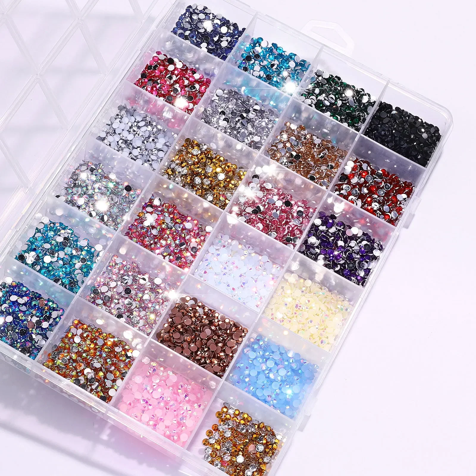 3500 Pcs/Box Round Resin Flat Bottom Color Glitter Rhinestones Kit  DIY 3D Nail Art Decoration Gems Accessories