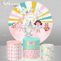 Circus Birthday Round Circle Backdrop Party Decor Custom Pink Girl Birthday Photography Background Cake Table Banner