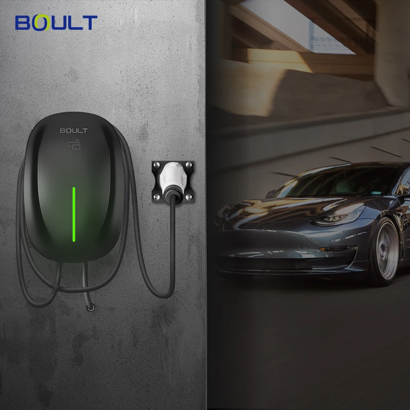 Smart Wall-mounted Car Charging Station 16-48A AC Adjustable Output GBT Interface Card Swiping for Home Use WiFi Control 7-22kw