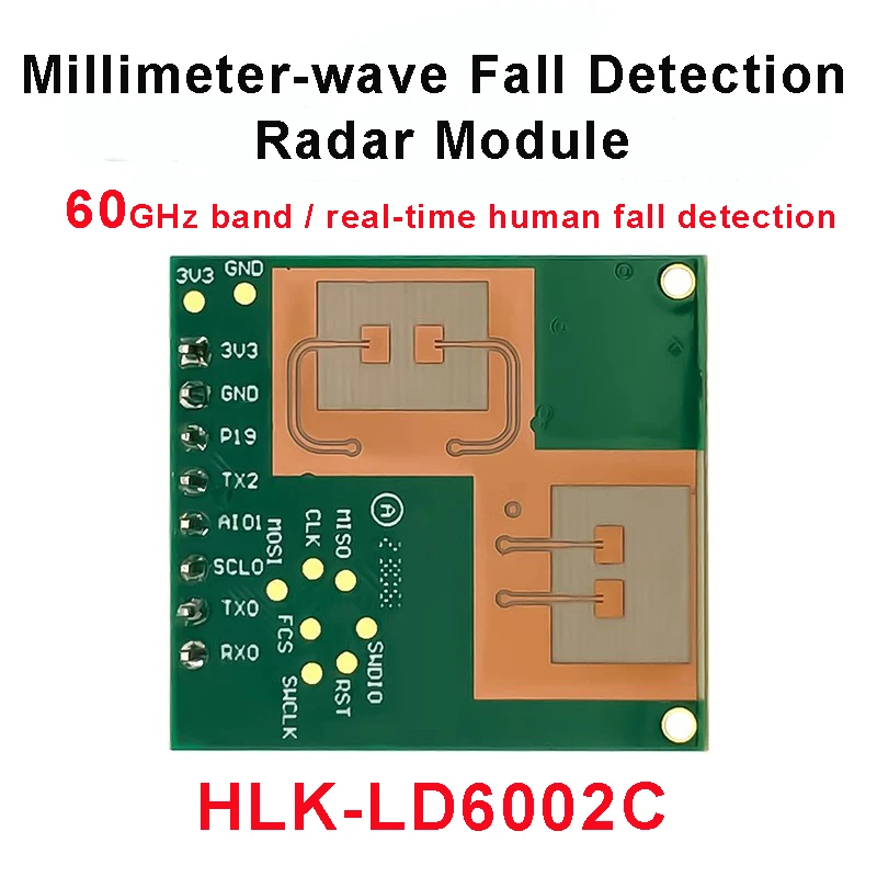 Darmowa wysyłka 60G milimetrowy Alarm wykrywania upadku człowieka LD6002C bezkontaktowy inteligentny moduł radarowy do monitorowania osób starszych