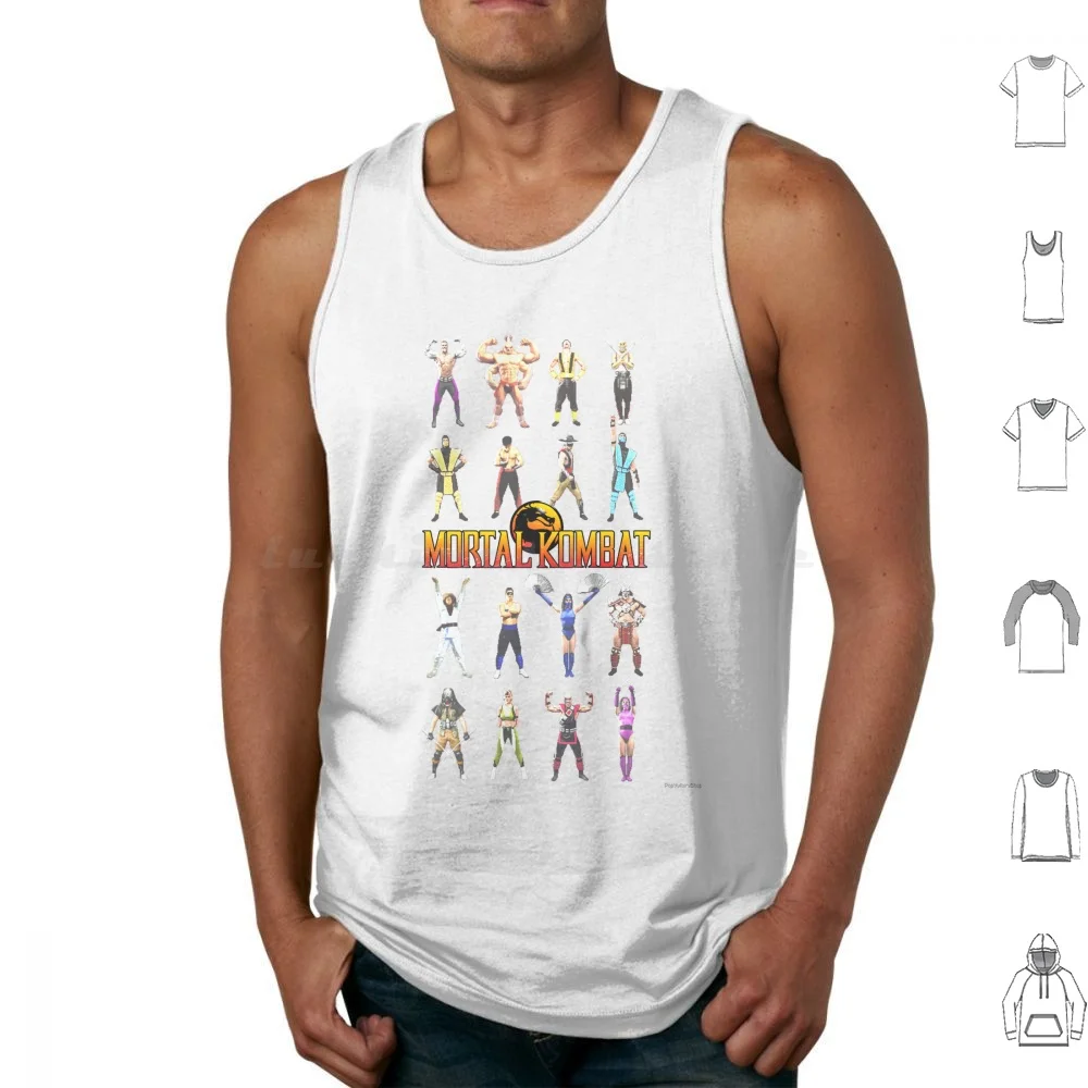 Retro Tank Tops Print Cotton Mortal Kombat Mk11 Fatality Finish Him Kombat Scorpion Sub Zero Jax Fighting Game Gamer