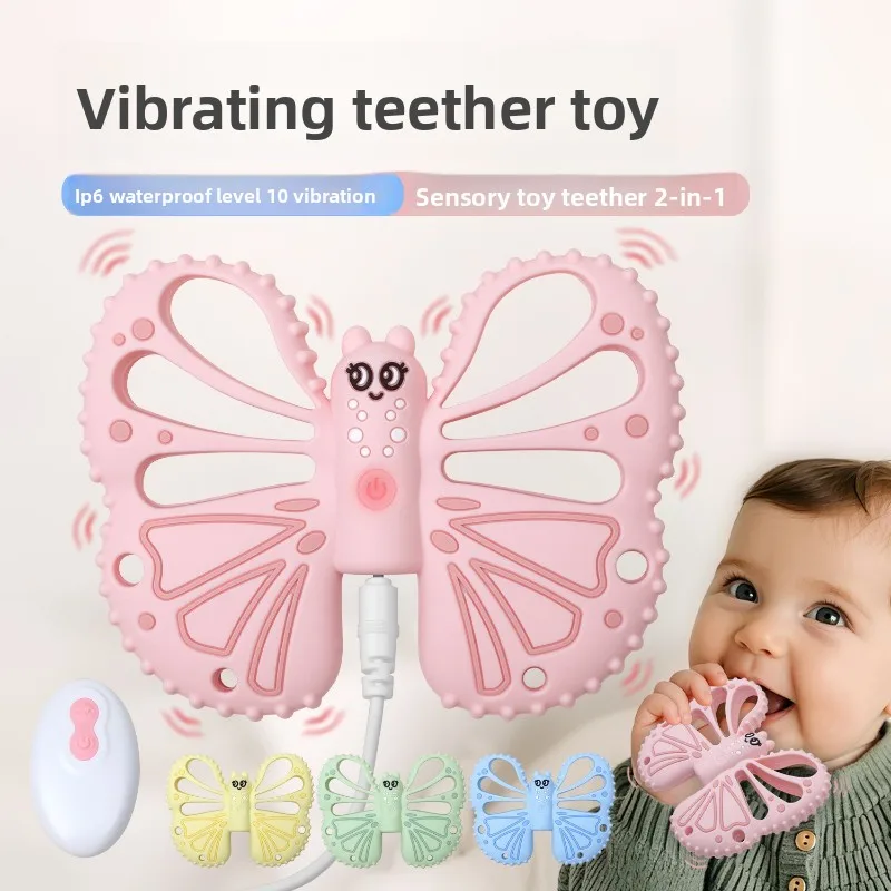 

Новая детская вибрирующая палочка для прорезывания зубов, моющаяся пищевая силиконовая игрушка, безопасная, устойчивая к укусам, удобная ручка для младенцев, малышей, мальчиков и девочек