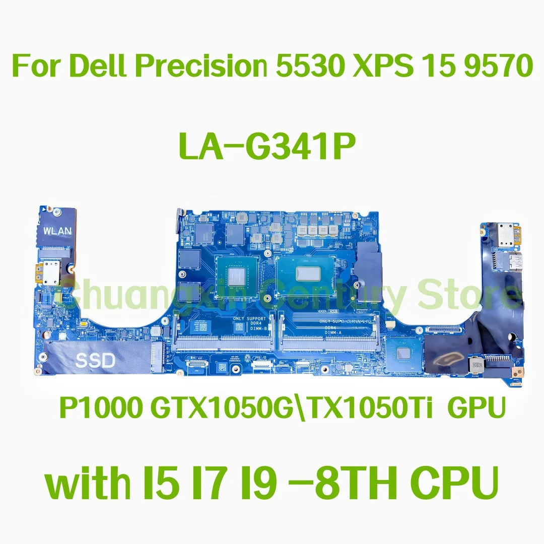 

For Dell Precision 5530 XPS 15 9570 Laptop motherboard LA-G341P with I5 I7 I9 CPU P1000 GTX1050/GTX1050Ti GPU 100% Tested