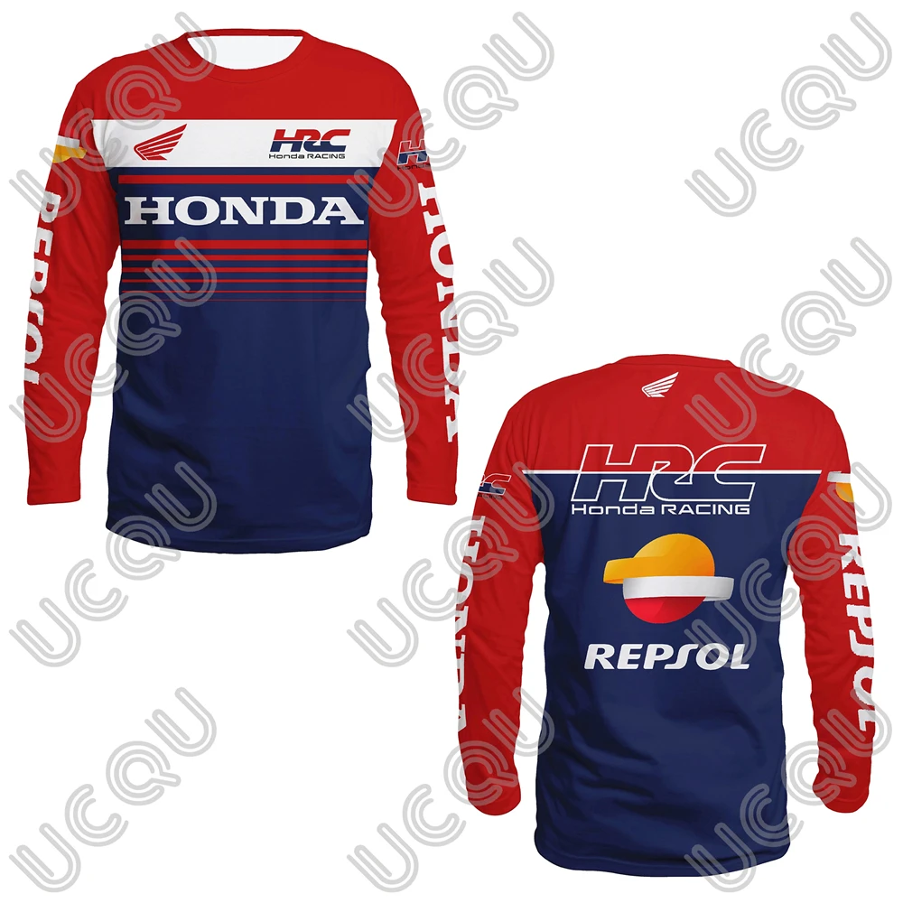

Новинка 2025, мужская гоночная футболка Honda HRC, быстросохнущая спортивная повседневная футболка в стиле локомотива с длинными рукавами для мужчин и женщин, верхняя одежда для мотоциклов