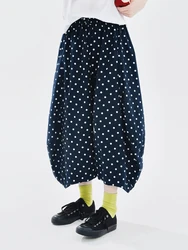 Imakokoni-Pantalones veraniegos de algodón para mujer, prenda versátil de pierna ancha con puntos ondulados y doblados, 2024, 244705