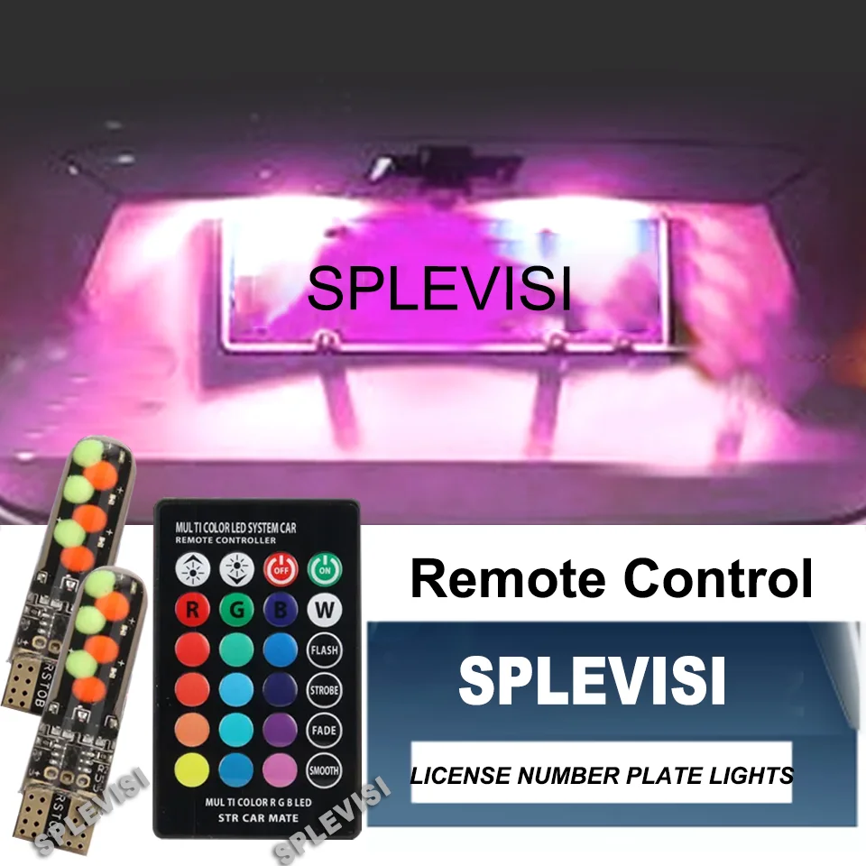 

2x T10 W5W RGB COB LED License Number Plate Light Remote For Hyundai Veloster Accent Santa Fe Sonata Tucson Elantra i30 i40