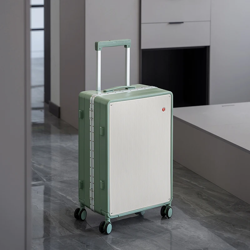 

Aluminum Frame Suitcase Multifunctional 20 inch Carry-on Luggage Thickened PC Durable Lightweight Travel Suitcase 22/24/26/ 28In