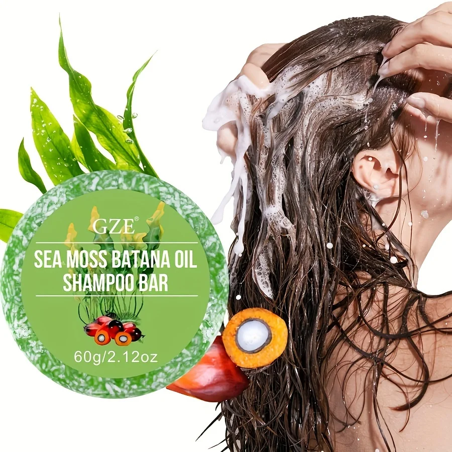 GZE SEA MOSS BATANA OIL SHAMPOO BAR Smoothes And Volumizes Hair, Healthy Hair Penetrates Root To Tip