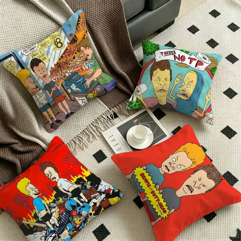Anime Beavis And Butthead Cushion Cover Car Throw Pillow Case For Sofa Car Christmas Gift 40x40cm 45x45cm