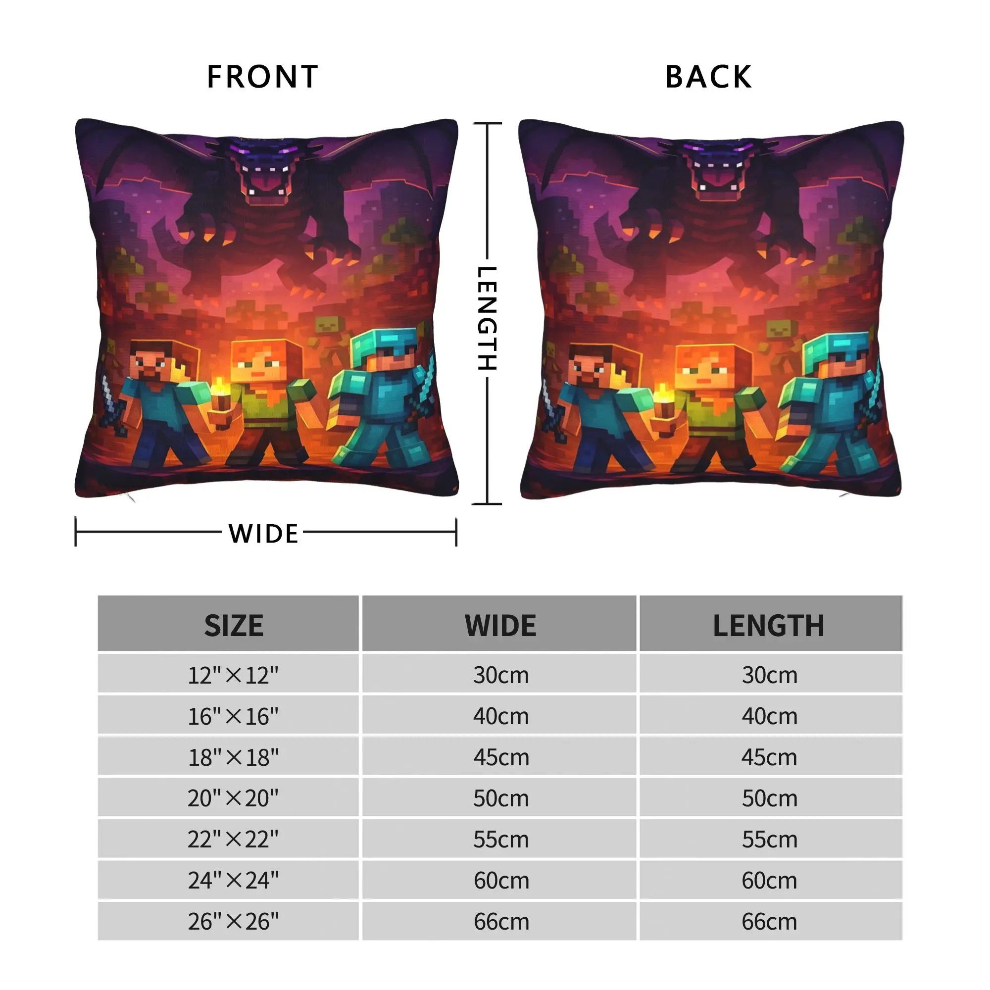 M-Minecrafts Mob Mass Gathering Pillow Cover  Vintage Pillow Case For Sofa Couch Bed Living Room Comfy Cushion Cover Gift Idea
