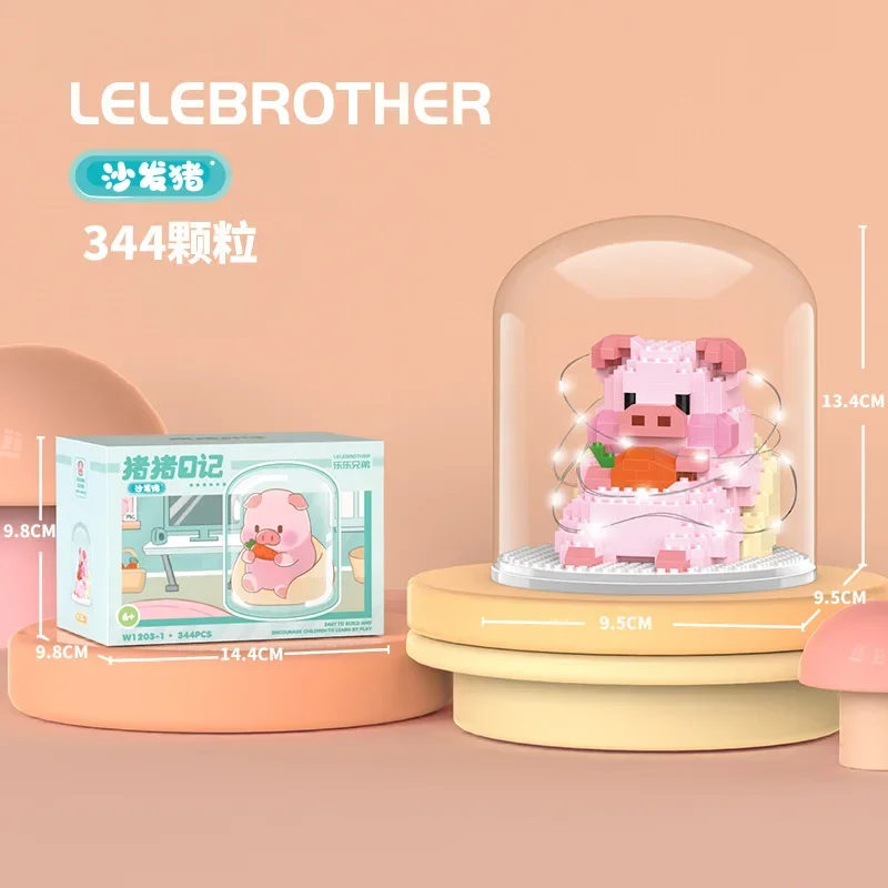 Mini Cute Pig Micro Building Blocks 3D Diamond Model Animals Bricks DIY City Construction Toys for Children Kids Gift