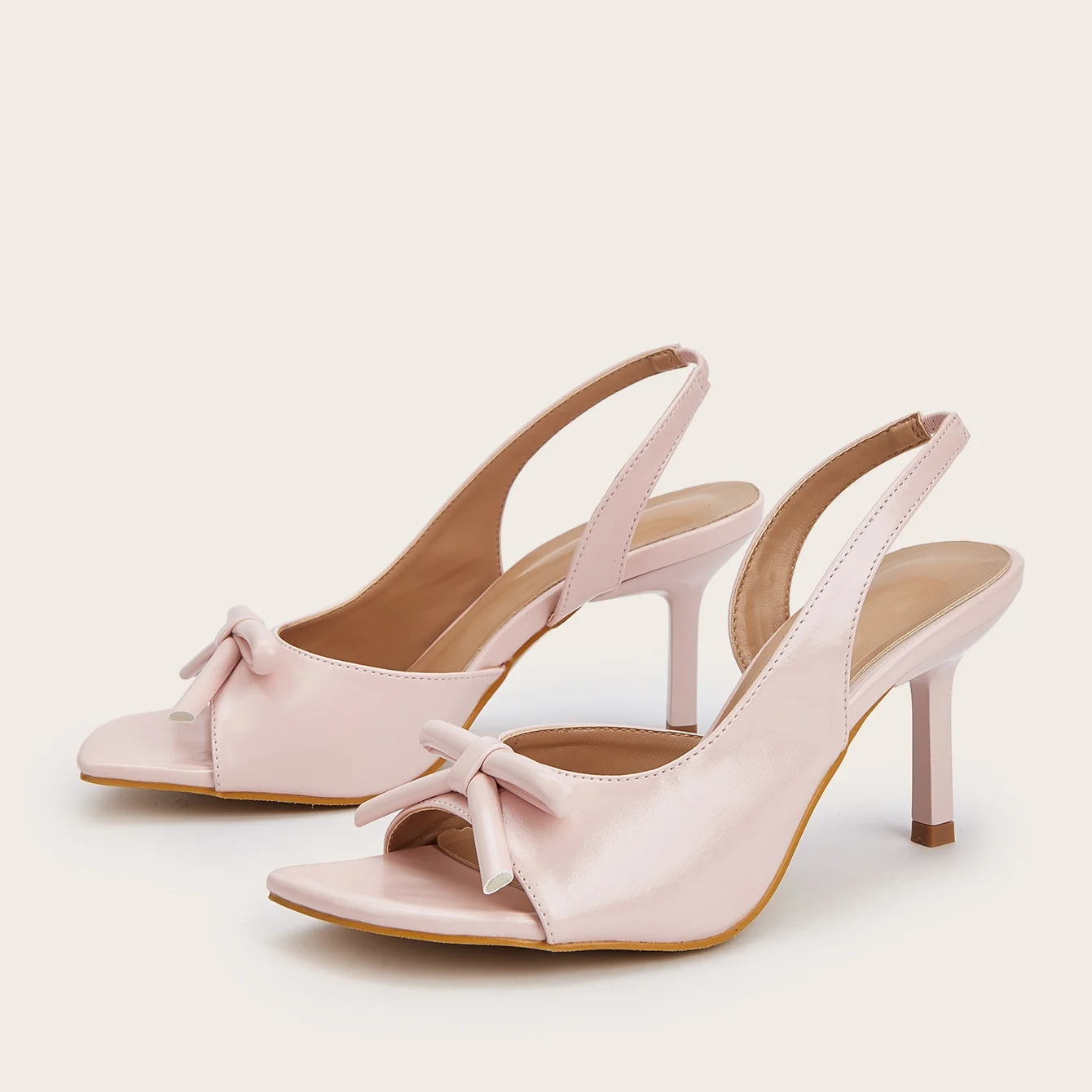 Shallow Mouth Slim Heeled High Heels Butterfly Knot Decorative Sandals Pink Sweet Wind Summer Shoes Pair With Skirts High Heels