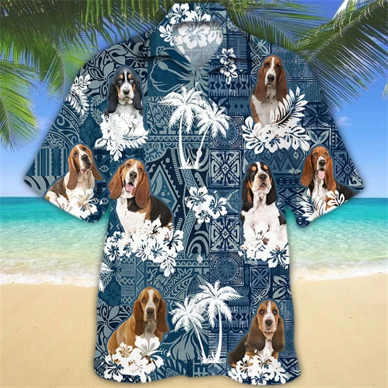 

Hawaii Shirts Dog 3d Printed Mens Short Sleeve Blouse Holiday Party Tops Oversized Tee Shirt For Men Clothing Harajuku Camisa