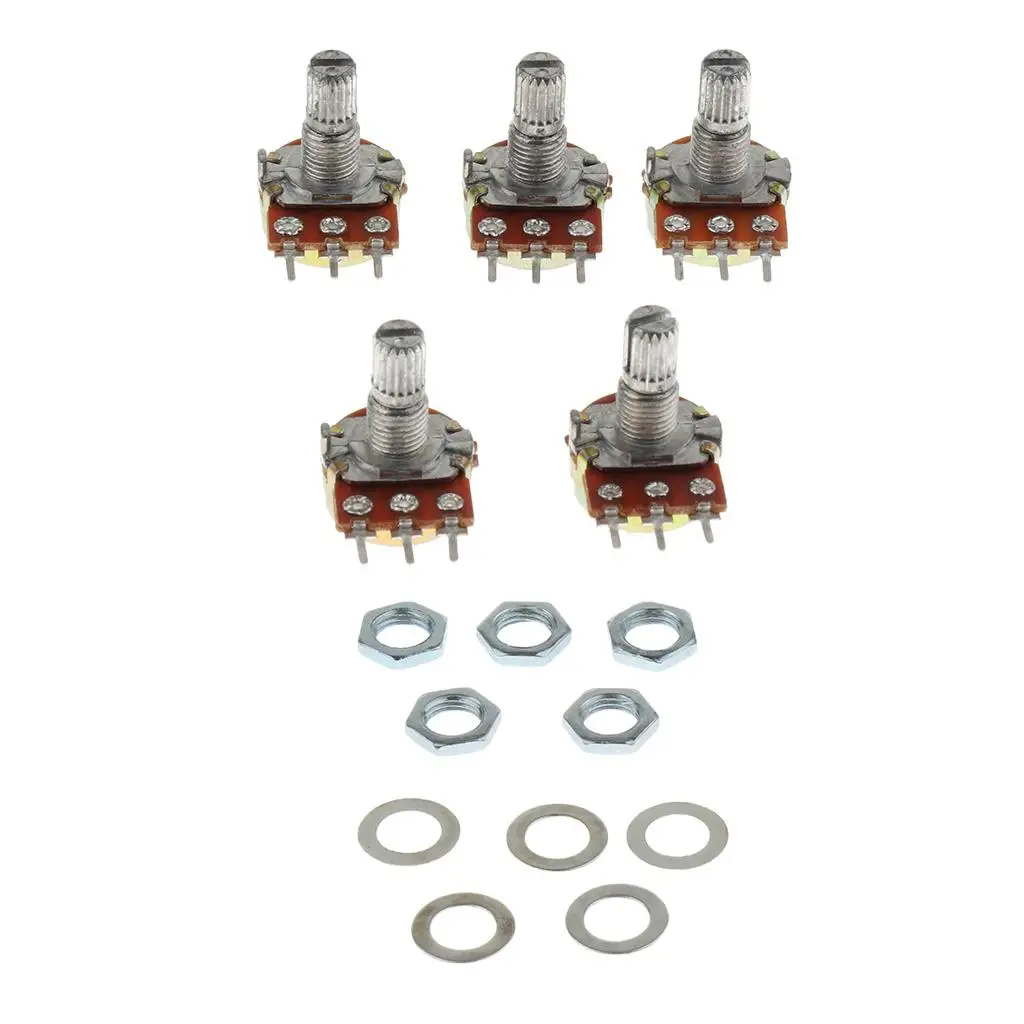 B50K Ohm Single Turn Potentiometer Metal Shaft 10mm Linear Taper Rotary Potentiometer 6mm Diameter for Guitar Amp and Tone