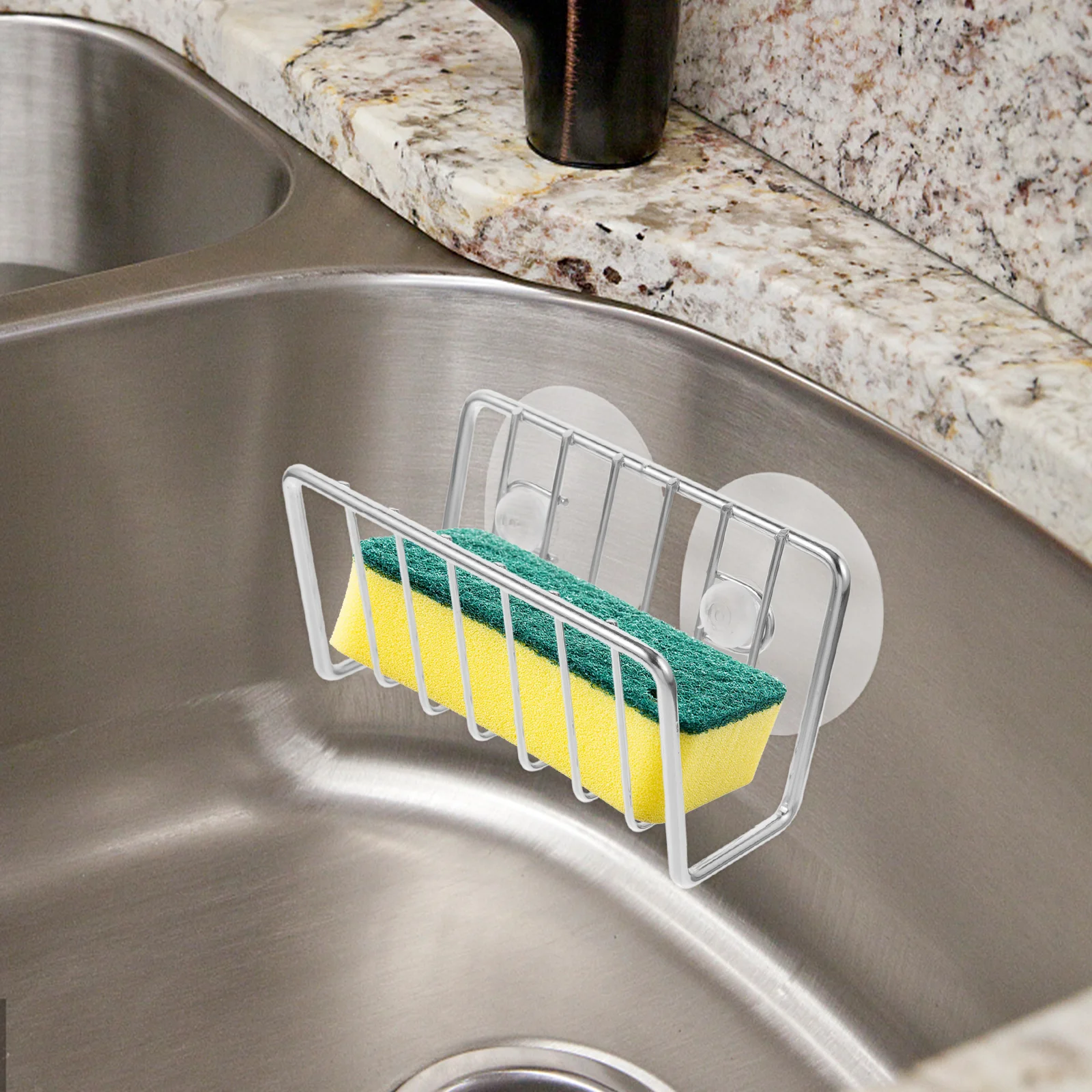 

Sponge Drainer Sink Brush Suction Cups Holder Dish Faucet Storage Organizer Rack Rust-proof Stainless Steel