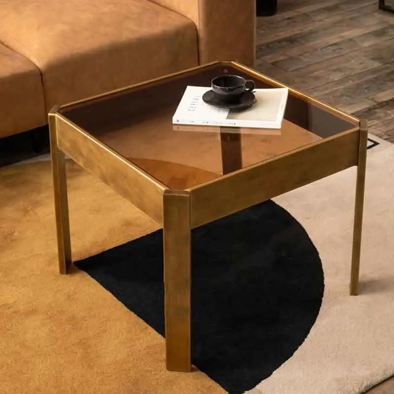 

Nordic Furniture,Retro Metal Coffee Table,Square Glass Tea Table,Living Room Side Table,Creative Storage Desk,Home Accessories