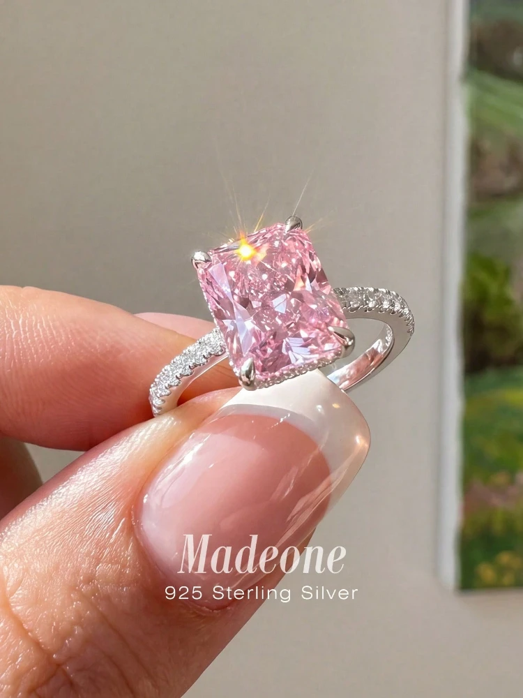 925 Sterling Silber Zirkon Mode Glänzender Einzigartiger Quadratischer Ring für Frauen Verlobung Hochzeit Luxus Hochwertige Feine Schmuckstücke – Detail 7