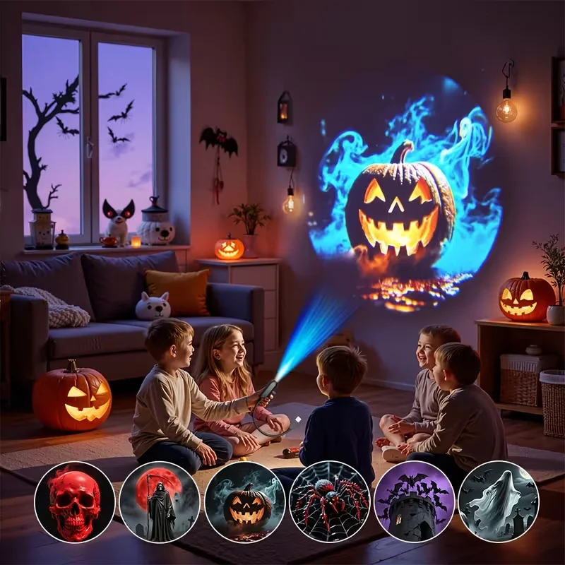 LED Halloween Projection 6Pattern Adjustable USB Projection Light Ceiling Wall Decoration for Holiday Christmas Atmosphere Light