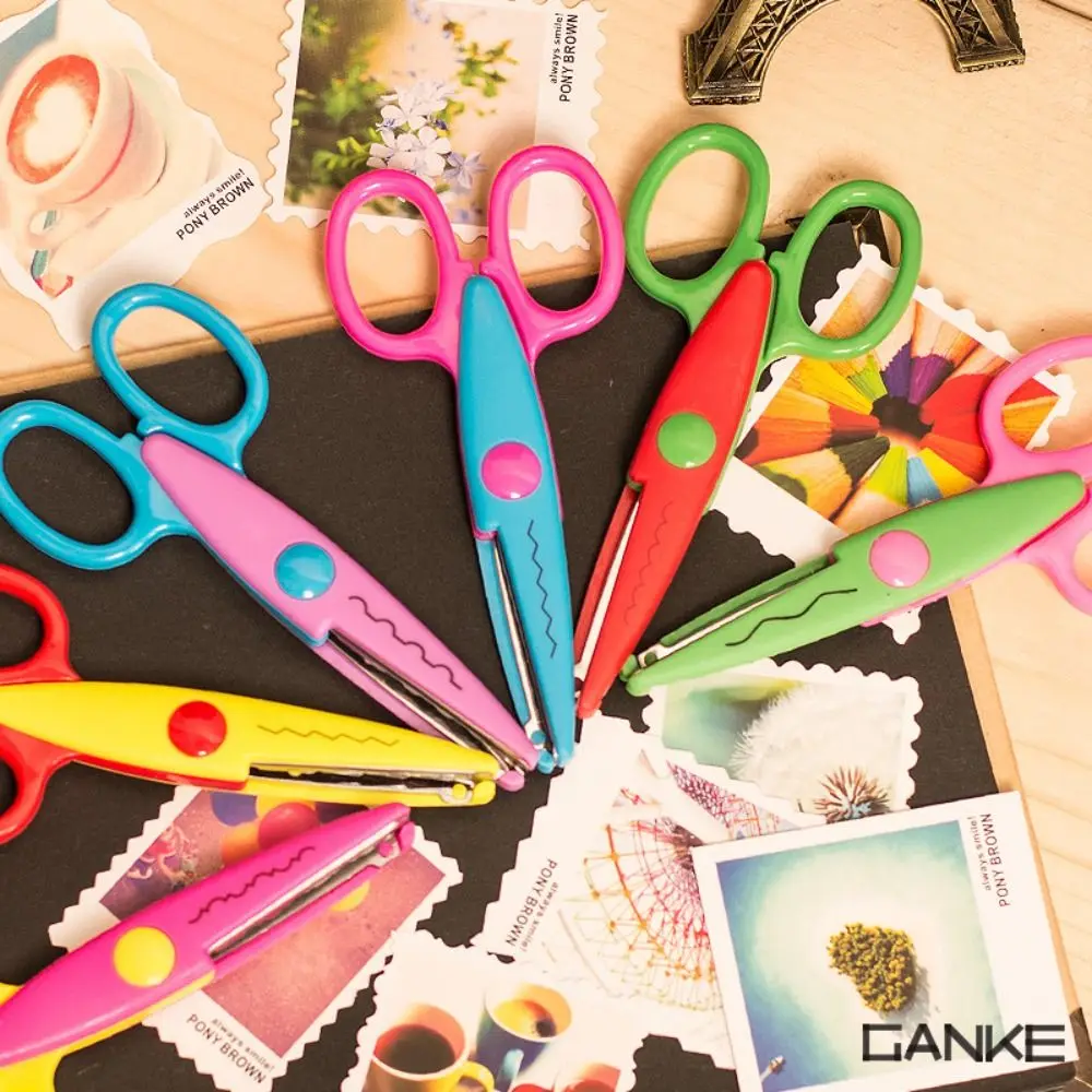 Wavy Pattern Minimalistic Lace Scissors Small Round Head Candy Color Stationery Scissors 6 Styles Professional