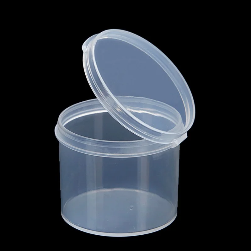 30pcs 4.8x4.2cm Wholesale  Clear Plastic Jewelry Bead Portable Storage Box Small Round Cosmetic Make Up Container Jars