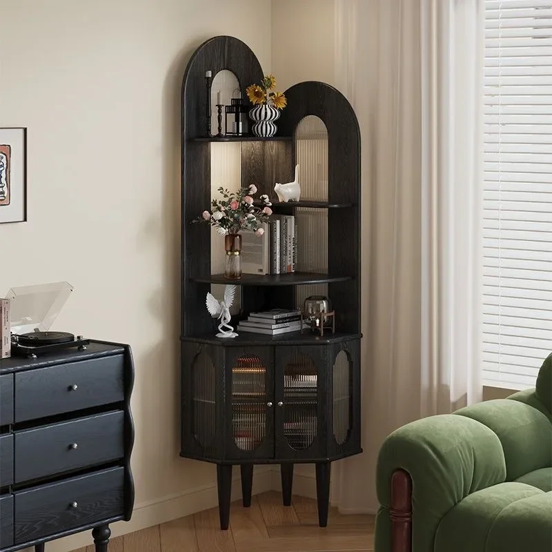 

Solid wood shelf wall cabinet retro living room storage bookshelf small apartment