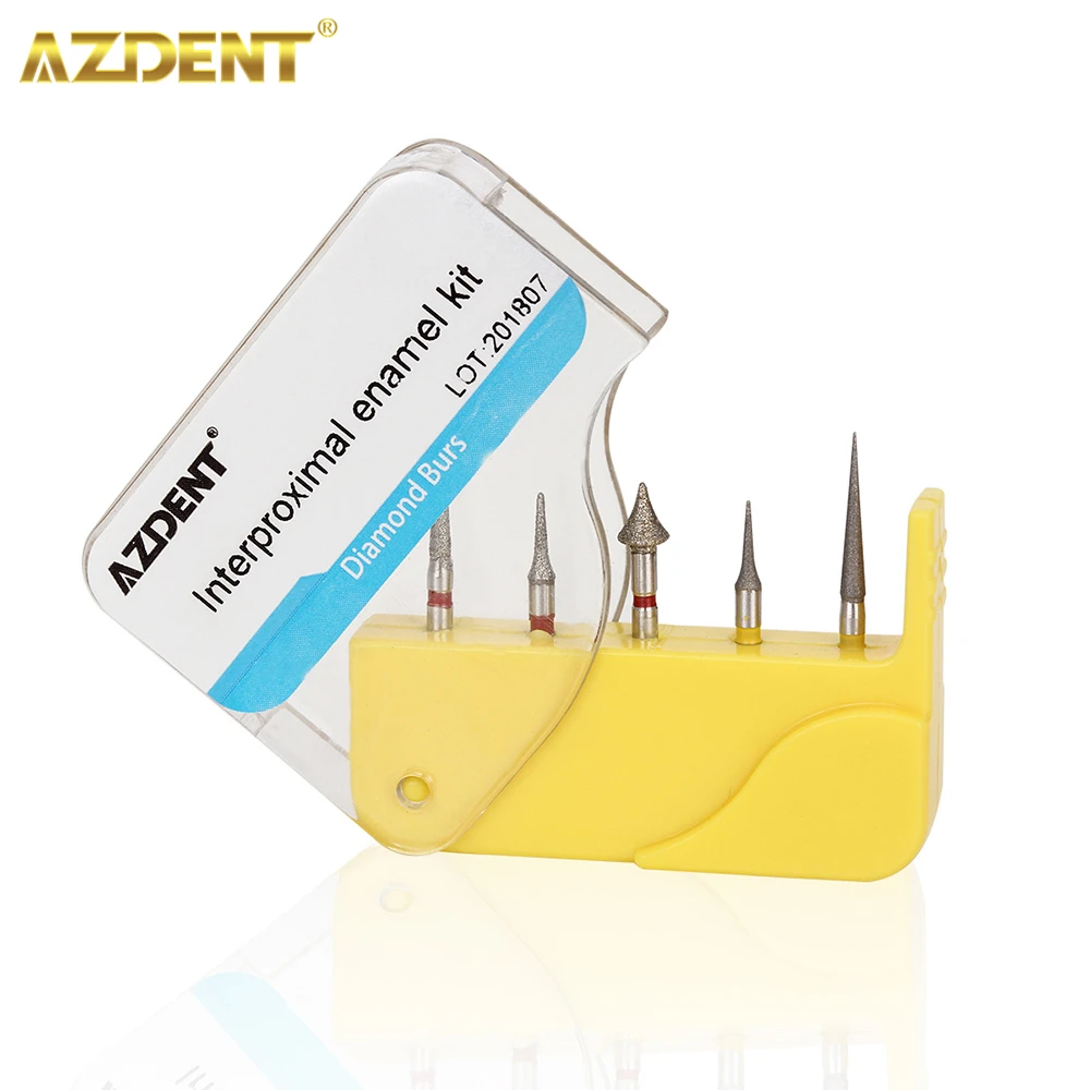 AZDENT-fresas de diamante Dental para ortodoncia, juego de reducción de esmalte interpróximo para corte de alta velocidad, pulido, 5 piezas/Kit