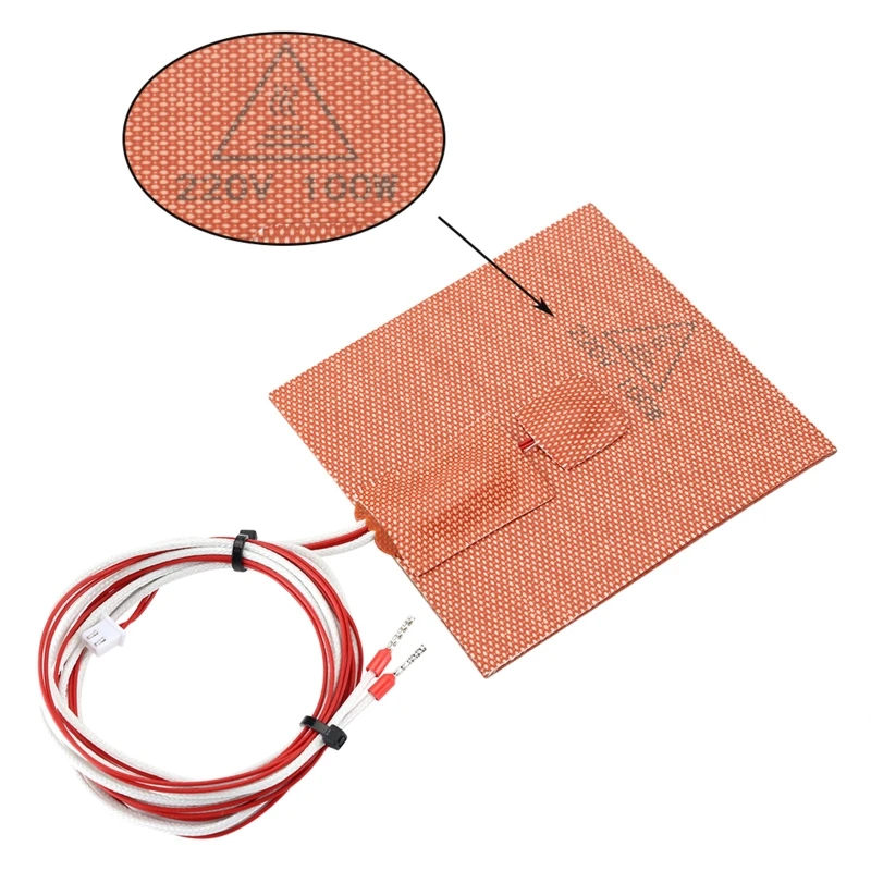 1PC Silicone Heater Pad 100x100mm 110/220V 100W For Voron V0 3D Printer Hot Bed Adhesive Backing Build Plate