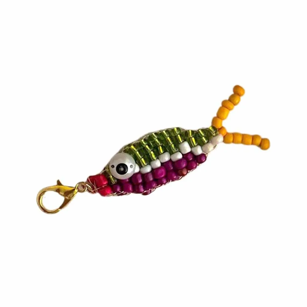 

DIY Necklace Beaded Small Fish Pendant Key Chain Car Keyring Mobile Phone Pendant Cartoon Contrasting Backpack Charms