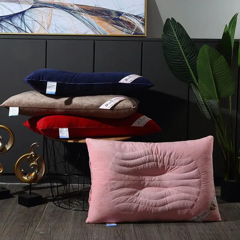 

Lang Qing Pillow Autumn Winter Short Velvet Neck Support Negative Ion Pillow Core Home Use Functional Neck Pillow for Side Sl...
