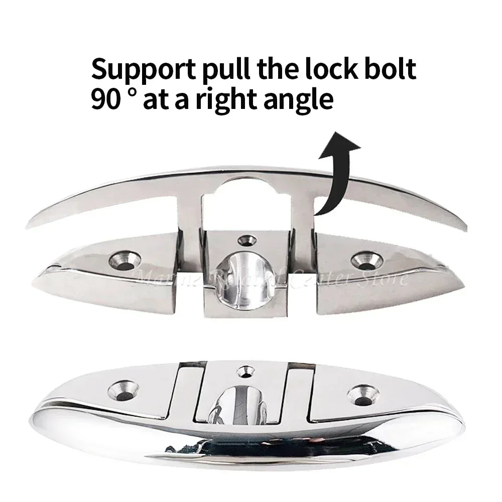 6 inch Marine Grade Boat Folding Cleat Flip-up Dock Cleat 316 Stainless Steel Dock Deck Line Rope Mooring Cleat Boat Accessorie