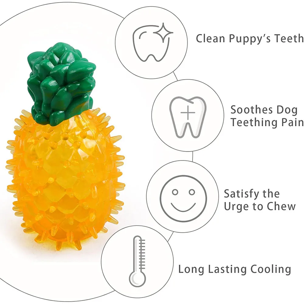 Pet Freezable Cooling Chew Toy Dog Cat toy Summer Pineapple Lemon Watermelon Design Durable Bite-Resistant Dog Ice Frozen Toys view 4