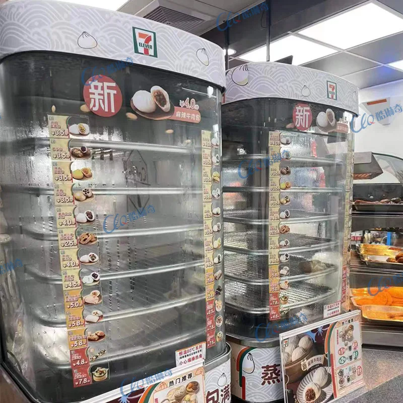 Six-story enlarged high-end family convenience store special steamer, wet and dry automatic timing heating cabinet